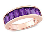 2.34 Carat (ctw) African Amethyst Anniversary Band Ring with Rose Plated Sterling Silver