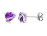 1.10 Carat (ctw) Amethyst Heart Earrings in Sterling Silver