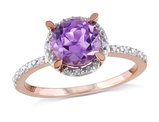 1.30 Carat (ctw) Amethyst Halo Ring 10K Rose Pink Gold