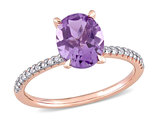 2.00 Carat (ctw) Oval Amethyst Ring in 14K Rose Pink Gold