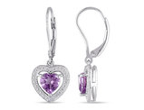 1.40 Carat (ctw) Amethyst Heart Dangle Earrings in Sterling Silver