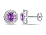 1.30 Carat (ctw) Amethyst Halo Stud Earrings in Sterling Silver