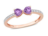 2/5 Carat (ctw) Amethyst Heart Bow Ring in 10K Rose Gold