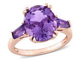 4.40 Carat (ctw) Three Stone Amethyst Ring in 14K Rose Pink Gold