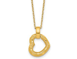 14K Yellow Gold Diamond Cut Heart Pendant Necklace with Chain