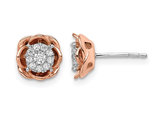 1/4 Carat (ctw) Diamond Flower Post Earrings in 14K Rose and White Gold