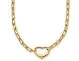 14K Yellow Gold Oval Link Heart Clasp Necklace and Bracelet (18 Inches)