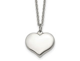 Stainless Steel Polished Heart Pendant Necklace with Chain (20.5 Inches)