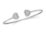 1/2 Carat (ctw) Diamond Heart Cuff Bangle Bracelet in 14K White Gold