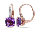 3.50 Carat (ctw) Amethyst Leverback Earrings in 10K Rose Pink Gold