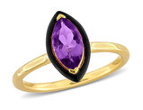 1.00 Carat (ctw) Amethyst Marquise Solitaire Ring in Yellow Plated Sterling Silver