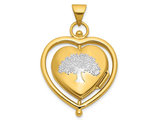 14K Yellow Gold Tree of Life Heart Locket Pendant Spinning Frame (NO CHAIN)