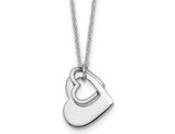 Sterling Silver Heart with Heart Cut-Out Pendant Necklace with Chain (16 inches)