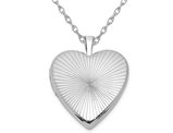 Sterling Silver Pattered Heart Shaped Locket Pendant Necklace with Chain