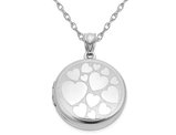 Sterling Silver Round Multi-Hearts Locket Pendant Necklace with Chain