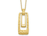 14K Yellow Gold Dangle Polished and Satin Rectangle Pendant Necklace with Chain (17 Inches)