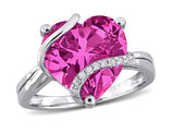 7.25 Carat (ctw) Lab-Created Pink Sapphire Heart Ring in Sterling Silver