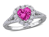 2.46 Carat (ctw) Lab-Created Pink and White Sapphire Heart Ring in Sterling Silver