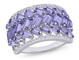 6.75 Carat (ctw) Tanzanite and White Topaz Band Ring in Sterling Silver