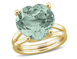 10.0 Carat (ctw) Green Quartz Heart Ring in Yellow Plated Sterling Silver