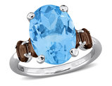 8.33 Carat (ctw) Sky Blue Topaz and Smokey Quartz Ring in Sterling Silver