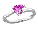 1.00 Carat (ctw) Lab-Created Pink Sapphire Heart Ring in Sterling Silver