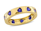 1.50 Carat (ctw) Lab-Created Blue Sapphire Heart Ring Band in Yellow Sterling Silver