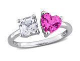 2.47 Carat (ctw) Lab-Created Pink and White Sapphire Heart Open Ring in Sterling Silver