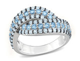 1.54 Carat (ctw) Blue Topaz CrossOver Ring in Sterling Silver