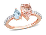 1.54 Carat (ctw) Morganite & Aquamarine Ring in 14K Rose Gold