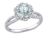 1.65 Carat (ctw) Ultra-Light Aquamarine Ring in 14K White Gold with Diamonds