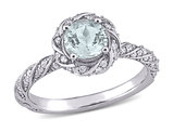 3/4 Carat (ctw) Ultra-Light Aquamarine Ring in 14K White Gold with Diamonds