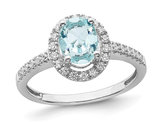 1.00 Carat (ctw) Ultra Light Aquamarine Ring in 14K White Gold with Lab Grown Diamonds 1/3 carat (ctw)