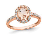 1.18 Carat (ctw) Morganite Ring in 14K Rose Gold with Lab Grown Diamonds 1/3 carat (ctw)