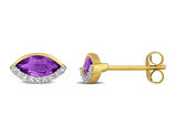 1.00 Carat (ctw) Amethyst Solitaire Stud Earrings in 14K Yellow Gold