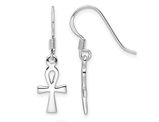 Sterling Silver Ankh Cross Charm Dangle Earrings