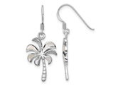 Mother of Pearl Palm Tree Charm Earrings in Sterling Silver