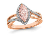 1.00 Carat (ctw) Marquise Morganite Engagement Ring in 14K Rose Gold with Diamonds (SIZE 7)