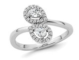 2/5 Carat (ctw) Pear-Cut Diamond ByPass Ring in 14K White Gold (SIZE 7)