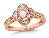 1.00 Carat (ctw) Morganite Engagement Ring in 14K Rose Gold with Diamonds (SIZE 7)