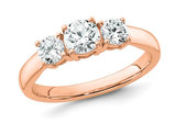 1/2 Carat (ctw VS2, D-E-F) Lab-Grown Diamond Three Stone Ring in 14K Rose Gold