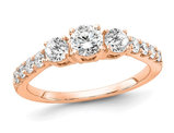 1.00 Carat (ctw SI1-SI2, G-H-I) Lab Grown Diamond Three Stone Engagement Ring in 14K Rose Gold