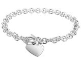 Sterling Silver Toggle Heart Tag Charm Bracelet 