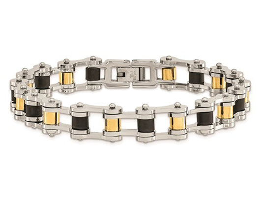 Large Gomma Bracelet 314C - $3,380 - 18 Kt Gold, Rubber Italian Men's  Bracelets | Sauro